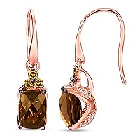 White and Chocolate Diamond with Gemstone Drop Hoop or Stud Earrings for Women in 14k Rose or Yellow Gold (G-H/Fancy Brown, VS2-SI1, cttw) Push Back Studs Leverback Earrings by LeVian