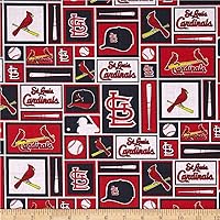 MLB Cotton Broadcloth St. Louis Cardinals Black/Red, Fabric by the Yard