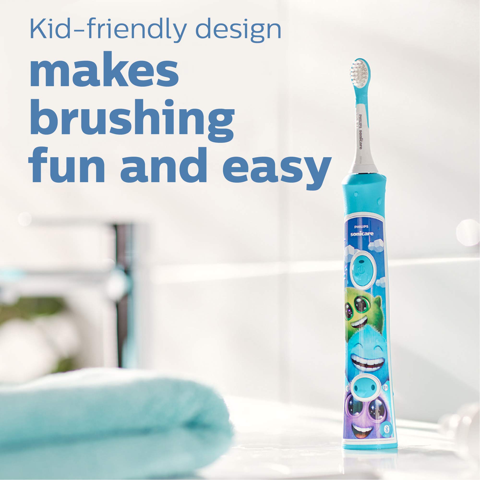 Philips Sonicare for Kids 3+ Genuine Replacement Toothbrush Heads, 2 Brush Heads, Turquoise and White, Compact, HX6032/94