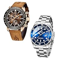AKNIGHT Watches for Men Stainless Steel 30M Waterproof Luminous Chronograph Watch Gentleman Business Luxury Watch Analog Quartz Movement Mens Wrist Watches