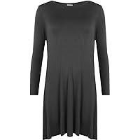 WearAll Women's Plus Size Flared Long Sleeve Swing Dress Top