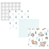 Hudson Baby Unisex Baby Cotton Flannel Receiving Blankets, Neutral Woodland Pals, One Size