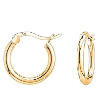 Savlano 925 Sterling Silver Round Hoop Earrings – 18K Gold Plated Hoop Earrings for Women, Girls & Men Comes in 10MM-25MM with a Gift Box