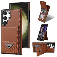 Smartphone Flip Cases Compatible with Samsung Galaxy S24 Ultra Card Slot Phone Case Leather Phone Case Bracket Type Phone Case Compatible with Samsung Galaxy S24 Ultra Flip Cases (Color : Brown)