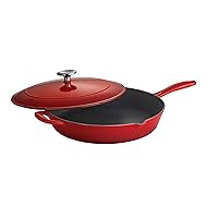 Tramontina Covered Skillet Enameled Cast Iron 12-Inch, Gradated Red, 80131/058DS