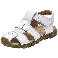 WUIWUIYU Girls Boys Outdoor Casual Closed-Toe Sport Sandals Beach Water Swimming Athletic Leather Summer Fisherman Shoes
