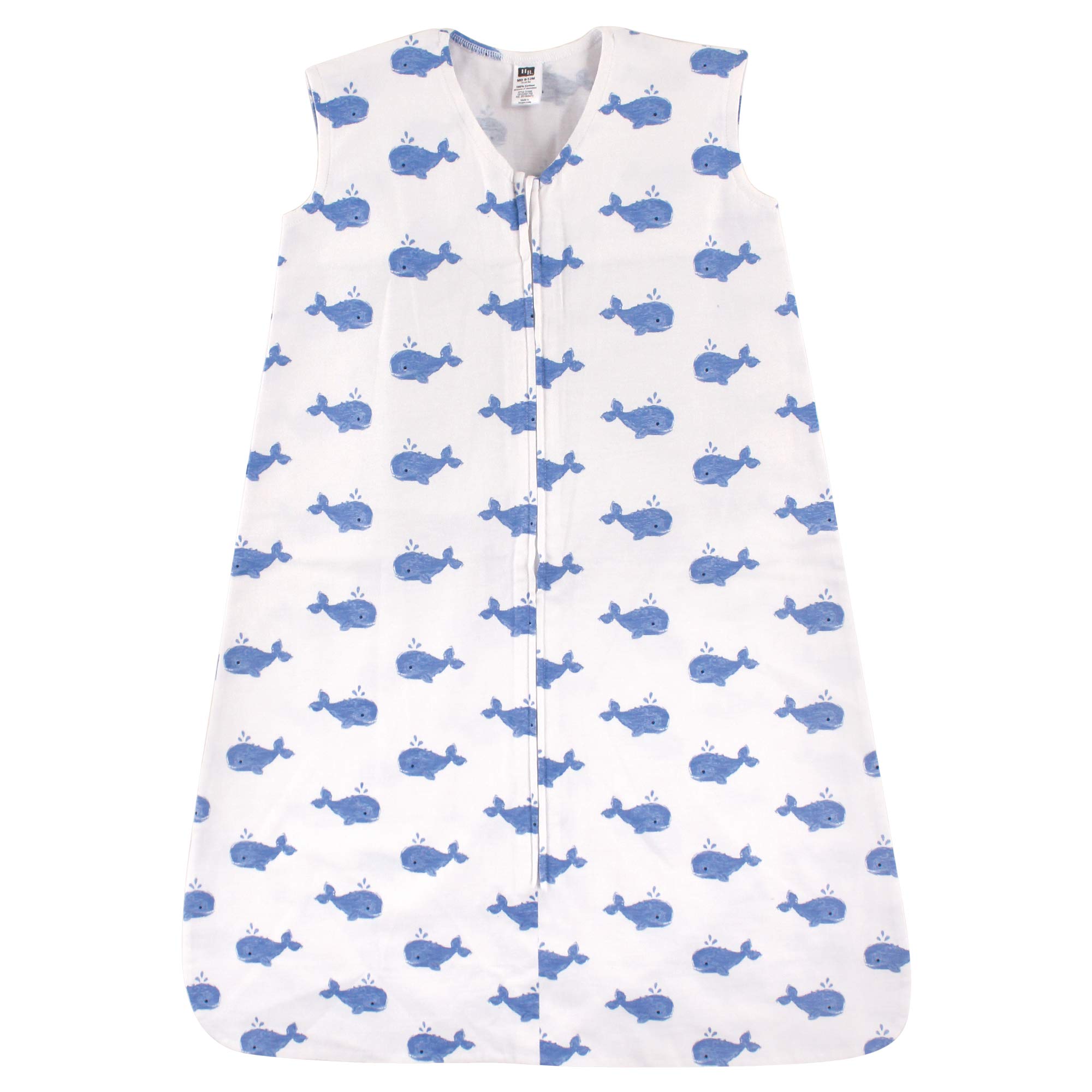 Hudson Baby Unisex Baby Cotton Sleeveless Wearable Sleeping Bag, Sack, Blanket, Whale, 6-12 Months