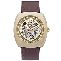 HERITOR Automatic Gatling Skeletonized Leather-Band Watch - Gold/Brown