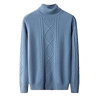 Men's Turtleneck Fall/Winter 100% Merino Wool Knitted Pullover Long Sleeve Warm Loose Top