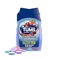 TUMS Smoothies Extra Strength Chewable Antacid Tablets for Extra Strength Heartburn Relief and Acid Indigestion Relief, Berry Fusion - 12 Count