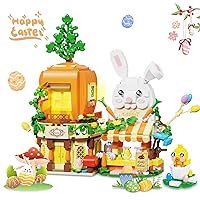 QLT Easter Bunny Carrot House Building Kit 748 pcs, Compatible with Lego Chick, Bunny, Easter Decorations Gifts for Boys Girls 6+, Easter Egg Fillers or Basket Stuffer Toy