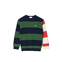 Lacoste Kids' Short Sleeve Elevated Stripe Crew Neck Sweater