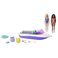 Barbie Mermaid Power Playset with 2 Dolls & 18-inch Floating Boat with See-Through Bottom, 4 Seats & Accessories, Toy for 3 Year Olds & Up