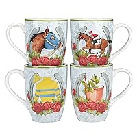 Certified International Derby Day at The Races 20 oz. Mugs,Set of 4, Multicolor
