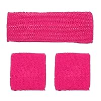 Topkids Accessories 3pcs Unisex Headbands & Wrist Sweatbands for Exercise Set, Colourful Headbands & Sweatbands for Adults & Kids Sports Bands, Fitness Accessories