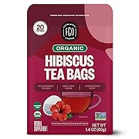 FGO Organic Hibiscus Tea, Eco-Conscious Tea Bags, 20 Count, Packaging May Vary (Pack of 1)