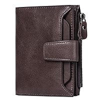 FALAN MULE Men's Wallet Soft Genuine Leather RFID Blocking Bifold Stylish Zipper Coin Pocket Wallet With 4 ID Window