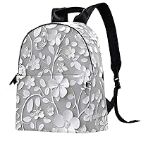 Travel Backpack,Work Backpack,Back Pack,White Plants Flowers Floral,Backpack