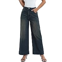 Womens Hig Waisted Jeans Comforts Straight Leg Loose Stretchy Lightweight Tummy Control Trendy Jeans for Women