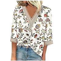 Women's Shirt Blouse Casual Loose Shirts 3/4 Sleeve Lace Trims St. Patrick's Day Print Women's Athletic Shirts