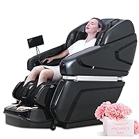 AI Voice Massage Chair, Full Body Zero Gravity SL-Track Shiatsu Massage Recliner Chair with Heat Body Scan Bluetooth Foot Roller, Airbags, for Mom, Wife (Black)
