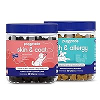 PupGrade 2-Pack Skin & Coat and Itch & Allergy Chews for Dogs - Coat Care & Allergy Defense Supplement with Natural Fish Oils - Immune Support with Alaskan Salmon Fish Oil - 120 Chews