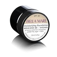 Natural Moisturizing Foundation by Bella Mari (Medium Beige B20, 0.5 Fl Oz Jar) - Made with Organic Ingredients - No Toxic Synthetic Chemicals - TSA-Approved Travel Size