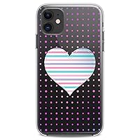 TPU Case Compatible with Apple iPhone 12 Pro Max 2020 New Back Cover 6.7 inches Cute Heart Purple Dots Design Soft Glam Clear Flexible Silicone White Pink Girls Cute Slim fit Print Adorable Art