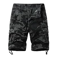 Mens Tactical Camo Shorts Big and Tall Cargo Short for Men Soft Twill Cotton Hiking Fishing Cargo Sweat Shorts