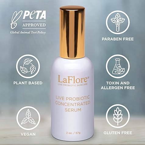 Live Probiotic Concentrated Serum for Brighter, Tighter Skin - Enriched with Live Probiotics + Soothing Vitamins, Minerals, & Peptides - Vegan, Cruelty-Free, All Skin Types