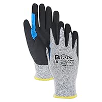 GPD590B-12 D-ROC Black Hyperon Polyurethane Palm Coated Work Gloves, Cut Level A5, 12', Black (Pack of 12)