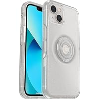 OtterBox iPhone 13 Otter + Pop Symmetry Series Clear Case - STARDUST (Clear/Glitter), integrated PopSockets PopGrip, slim, pocket-friendly, raised edges protect camera & screen