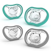 Nanobebe Active Baby Pacifiers 4-36 Months - Orthodontic, Lightweight and Vented, Curves Comfortably with Face Contour, 100% Silicone - BPA Free, Perfect Baby Registry Gift 4pk, Teal/Grey