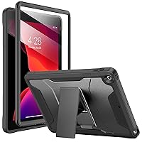 Soke Case for iPad 9th/8th/7th Generation 10.2-Inch (2021/2020/2019 Release), with Built-in Screen Protector and Kickstand, Rugged Full Body Protective Cover for Apple iPad 10.2 Inch - Black