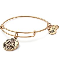 Alex and Ani Divine Guides Expandable Bangle Bracelet for Women, Saint Christopher Charm, Rafaelian Finish, 2 to 3.5 in
