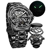 OUPINKE Men Watches Automatic Luxury Mechanical 5ATM Waterproof Luminous with Sapphire and Tungsten Steel Wrist Watch, Black strap-Black dial, Mechanical,Automatic Watch