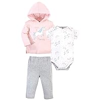 Hudson Baby Unisex Baby Cotton Hoodie, Bodysuit or Tee Top and Pant Set