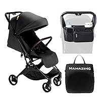 Lightweight Baby Stroller with Organizer & Cushion, Ultra Compact & Airplane-Friendly Travel Stroller, One-Handed Folding Stroller for Toddler, Only 11.5 lbs, Black