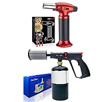 2 Pack Powerful Cooking Torch Lighter - Culinary Kitchen Torch, Sous Vide, Charcoal Lighters Campfire Starter, Flame Thrower Fire Grill Gun for Searing Steak, Creme Brulee, BBQ(Tank Not Included)