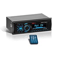 BOSS Audio Systems MR1308UABK Marine Stereo System – Single Din, Bluetooth Audio and Calling Head Unit, Aux-in, USB, SD, Weatherproof, AM/FM Radio Receiver, No CD Player, Hook Up To Amplifier