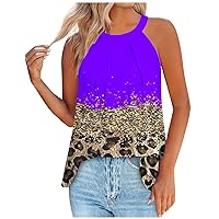 Flowy Cami Blouse for Women Sleeveless Loose Fit Tank Top Summer High Neck Halter Tops Keyhole Pleated Camisole