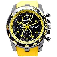 SBAO Men's Stainless Steel Luxury Sport Analog Quartz Fashion Yellow Yellow Boys Strap Wrist Watch, yellow, Strap