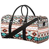 Travel Duffel Bag Ethnic Aztec Geometric Waterproof Sport Gym Bag Foldable Travel Bag Overnight Bag Weekender Bag Handbag Sports Duffle Bags for Girls Women Men Boys