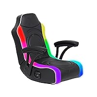 X Rocker Emerald RGB LED Youth Floor Rocker Gaming Chair for Kids, Youth Aged 5-9, Built in Audio System, 30.3