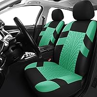Car Seat Covers Front Pair,Universal Cloth Front Seat Covers for Car,Breathable and Washable Seat Covers for SUV, Sedan, Van, Automotive Interior Covers, Airbag Compatible, Black&Mint