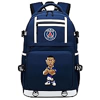Unisex Casual Daypack Kylian Mbappe Graphic Knapsack,Durable Bookbag Classic Travel Backpack with USB Charging Port