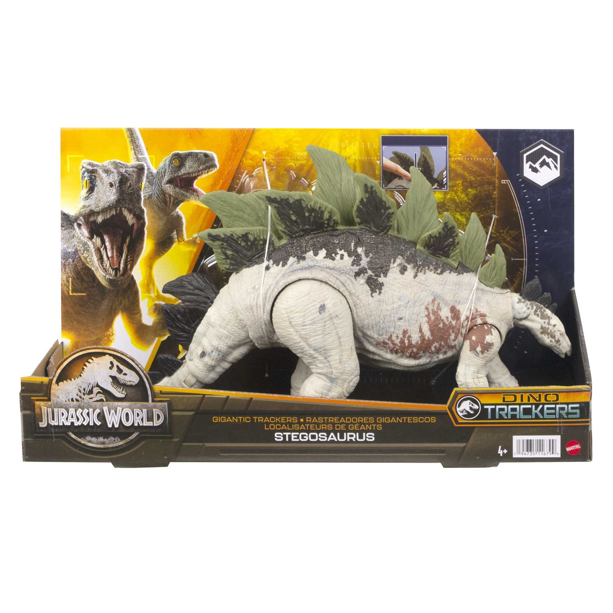 Jurassic World Dominion Gigantic Trackers Stegosaurus Action Figure Toy with Attack Motion & Tracking Gear, Plus Downloadable App & Ar