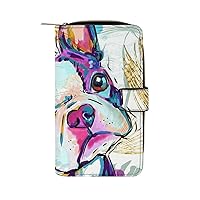 Boston Terriers Long Bifold Wallet for Women Card Holder Purse Zippered Handbag Coin Organizer