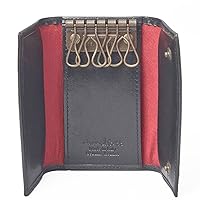 Maxwell Scott - Luxury Leather Key Case Wallet Holder with Hooks for Men - Made from Full Grain Hides - The Lapo Black