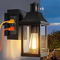 Outdoor Wall Lights, Porch Lights Outdoor with GFCI Outlet Dusk to Dawn Motion Sensor Outdoor Lights with 3 Modes Waterproof Exterior Light Fixtures Anti-Rust Outside Lights for House Garage